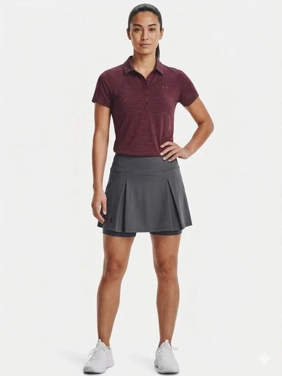 Under Armour Women’s Zinger Stripe Golf Polo Shirt Burgundy Maroon Size M - Picture 1 of 5